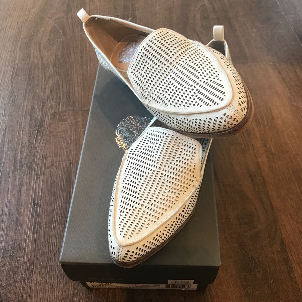 Vince Camuto Picket Fence White Leather Loafers